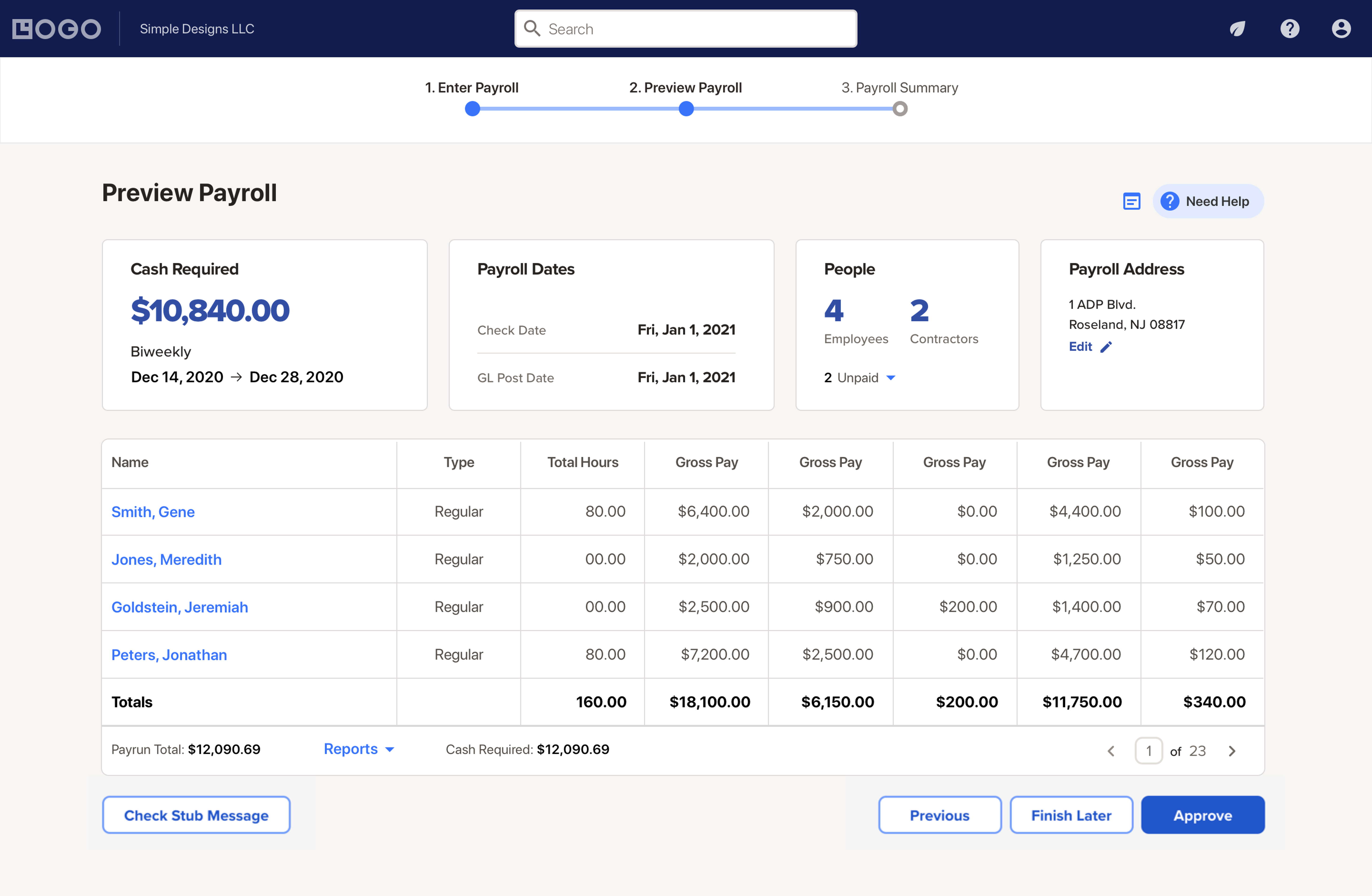 screenshot of RUN Powered by ADP